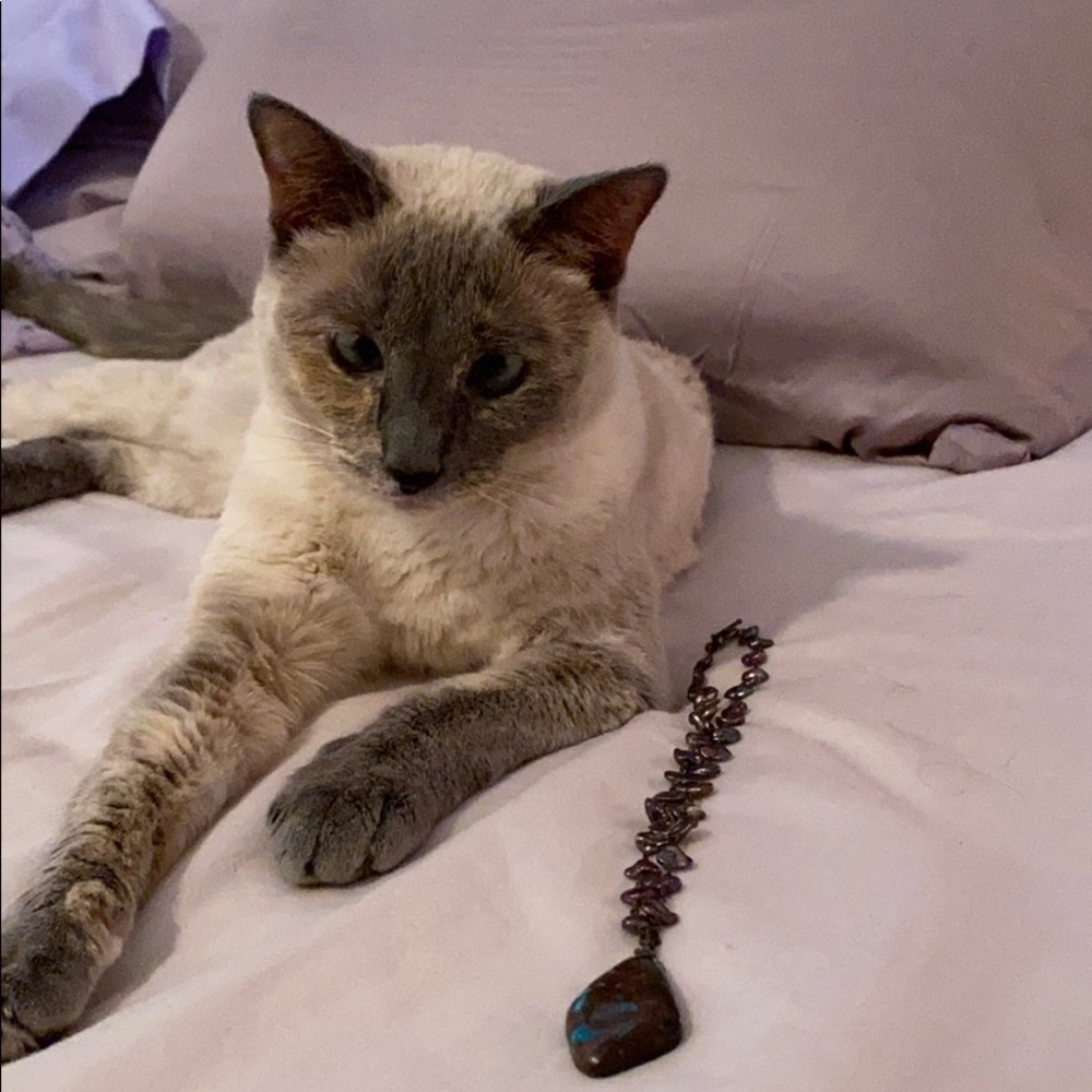 Blue pearl and turquoise necklace